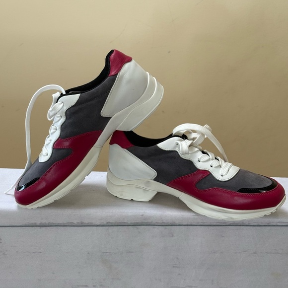 Tod's Red Gray and Cream Sneakers